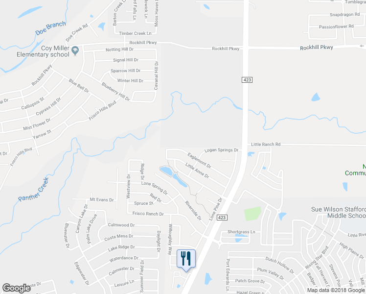 map of restaurants, bars, coffee shops, grocery stores, and more near 14736 Eaglemont Drive in Little Elm