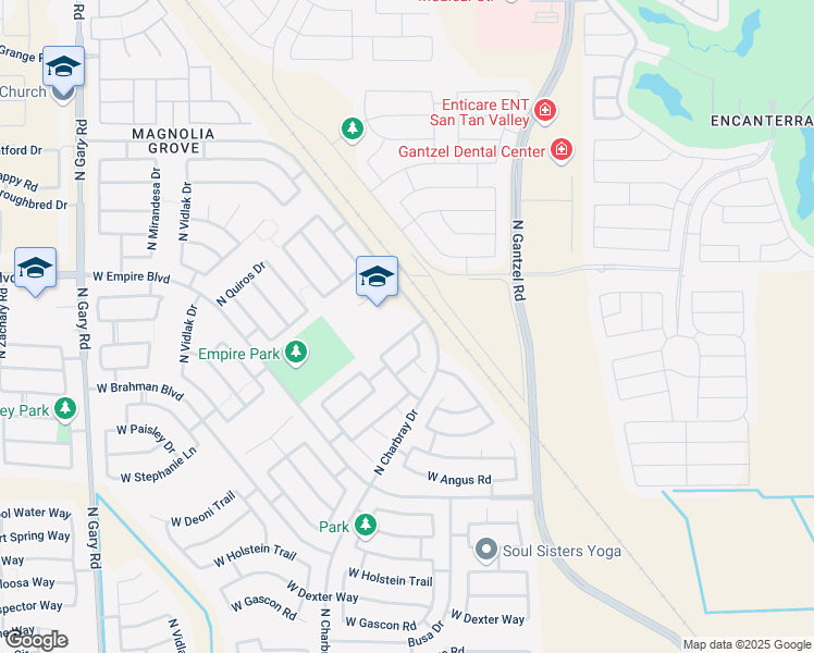 map of restaurants, bars, coffee shops, grocery stores, and more near 35740 North Belgian Blue Court in San Tan Valley