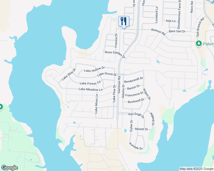 map of restaurants, bars, coffee shops, grocery stores, and more near 1117 Lake Meadow Lane in Little Elm