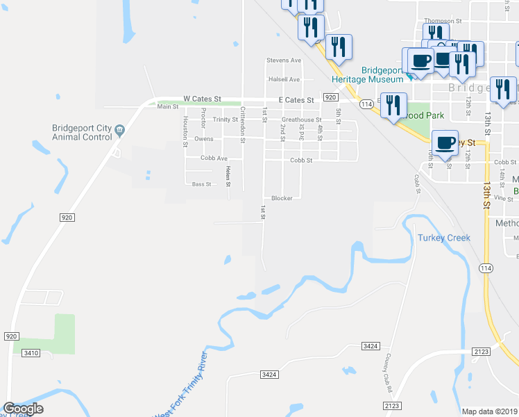 map of restaurants, bars, coffee shops, grocery stores, and more near 505 1st Street in Bridgeport