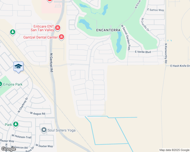 map of restaurants, bars, coffee shops, grocery stores, and more near 741 E La Palta St in San Tan Valley
