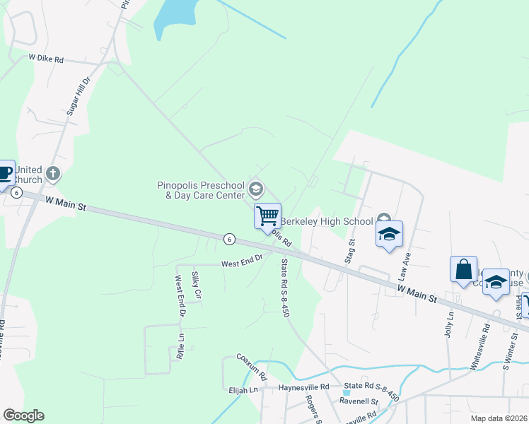 map of restaurants, bars, coffee shops, grocery stores, and more near 1034 Pinopolis Road in Moncks Corner