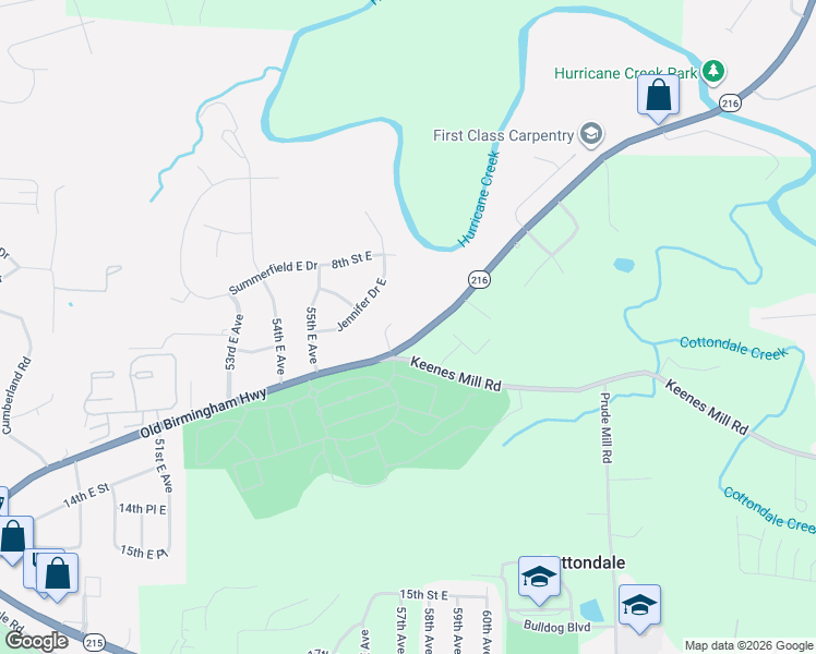map of restaurants, bars, coffee shops, grocery stores, and more near 909 57th Ave E in Tuscaloosa