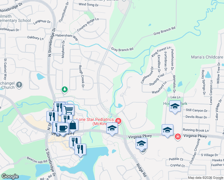 map of restaurants, bars, coffee shops, grocery stores, and more near 6204 Altamura Lane in McKinney