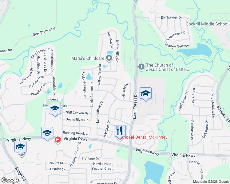 map of restaurants, bars, coffee shops, grocery stores, and more near 704 Brookwater Drive in McKinney