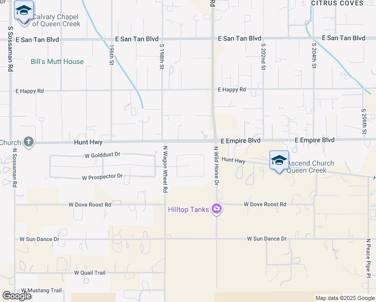 map of restaurants, bars, coffee shops, grocery stores, and more near 8944 West Golddust Drive in Queen Creek