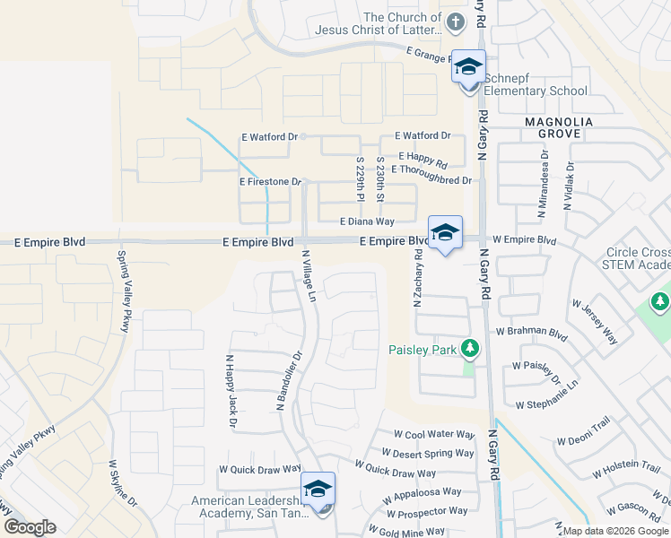 map of restaurants, bars, coffee shops, grocery stores, and more near 2148 Angelo Way in San Tan Valley