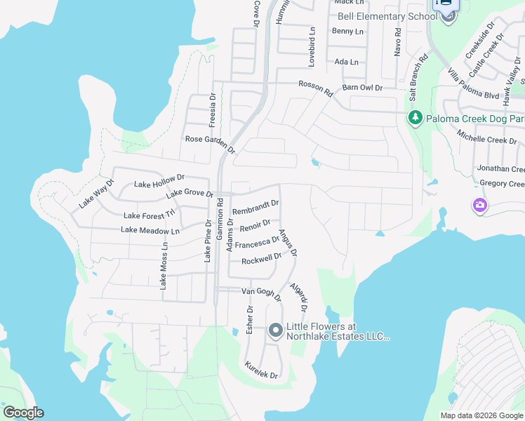 map of restaurants, bars, coffee shops, grocery stores, and more near 1344 Rembrandt Drive in Little Elm
