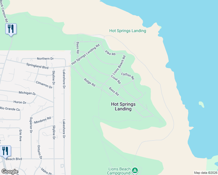 map of restaurants, bars, coffee shops, grocery stores, and more near 400 Bass Road in Elephant Butte
