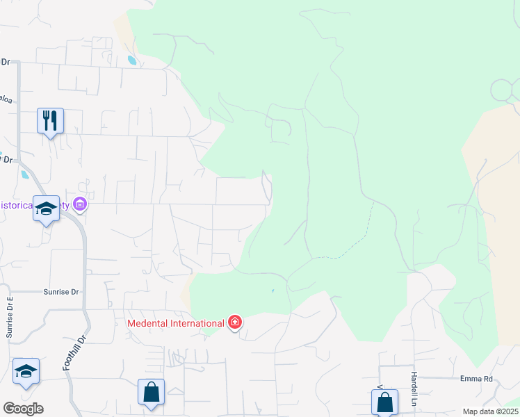 map of restaurants, bars, coffee shops, grocery stores, and more near 2535 San Clemente Avenue in Vista