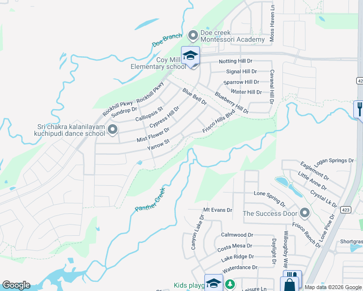 map of restaurants, bars, coffee shops, grocery stores, and more near 913 Frisco Hills Boulevard in Little Elm