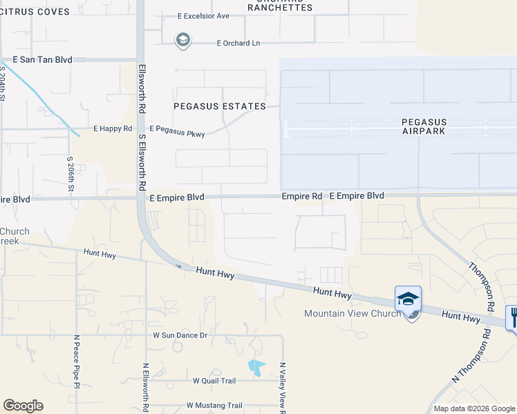 map of restaurants, bars, coffee shops, grocery stores, and more near 5585 West Rock Court in Queen Creek