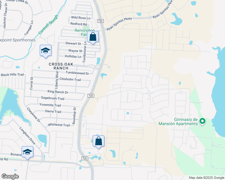 map of restaurants, bars, coffee shops, grocery stores, and more near 204 Carmen Oak Lane in Oak Point
