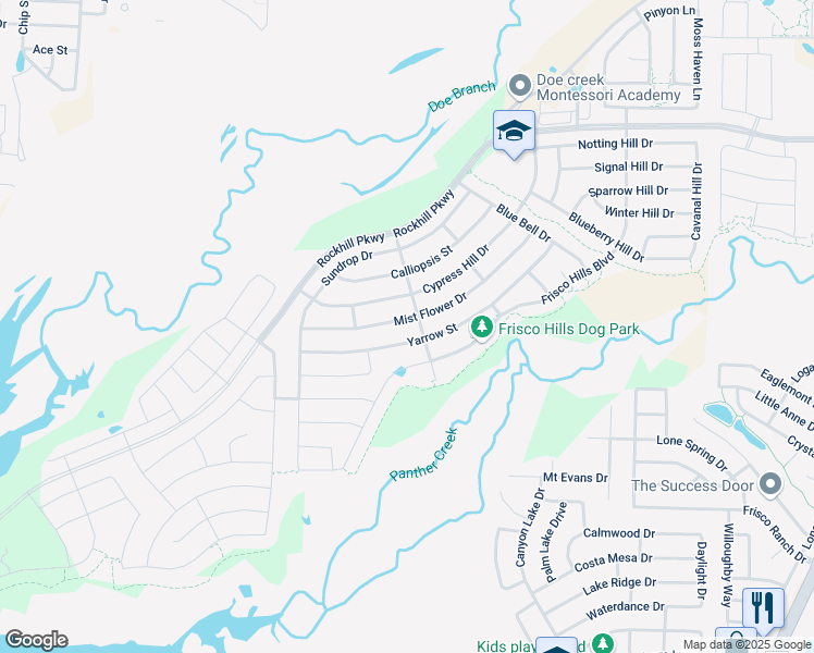 map of restaurants, bars, coffee shops, grocery stores, and more near 913 Cypress Hill Drive in Little Elm