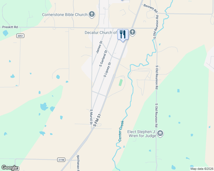map of restaurants, bars, coffee shops, grocery stores, and more near 3102 Farm to Market 51 in Decatur