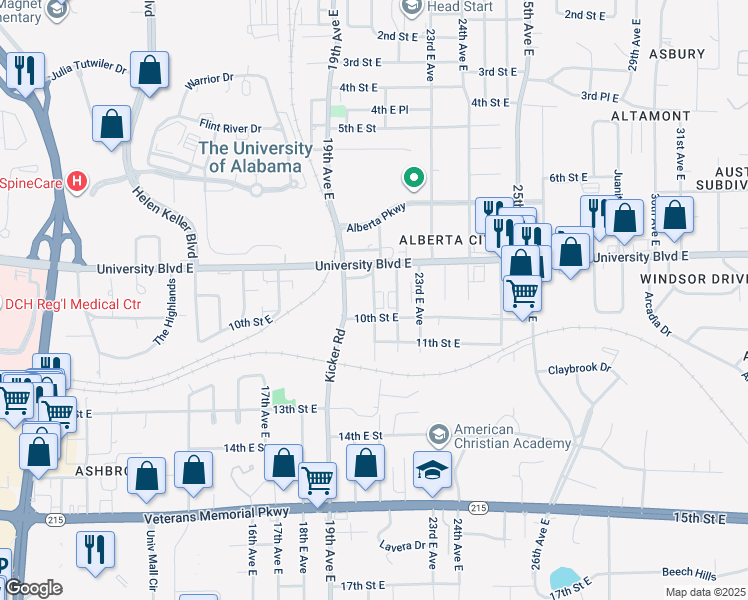 map of restaurants, bars, coffee shops, grocery stores, and more near 1909 9th Street in Northport