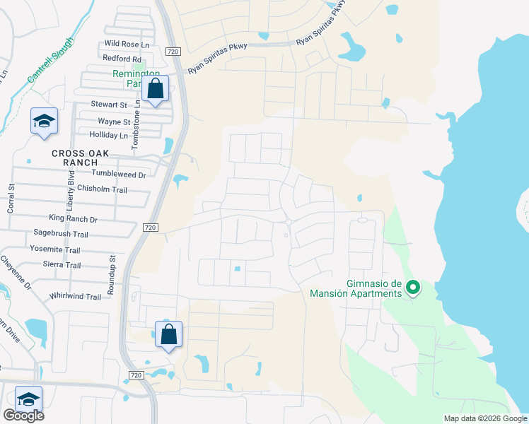 map of restaurants, bars, coffee shops, grocery stores, and more near 204 Carmen Oak Lane in Oak Point