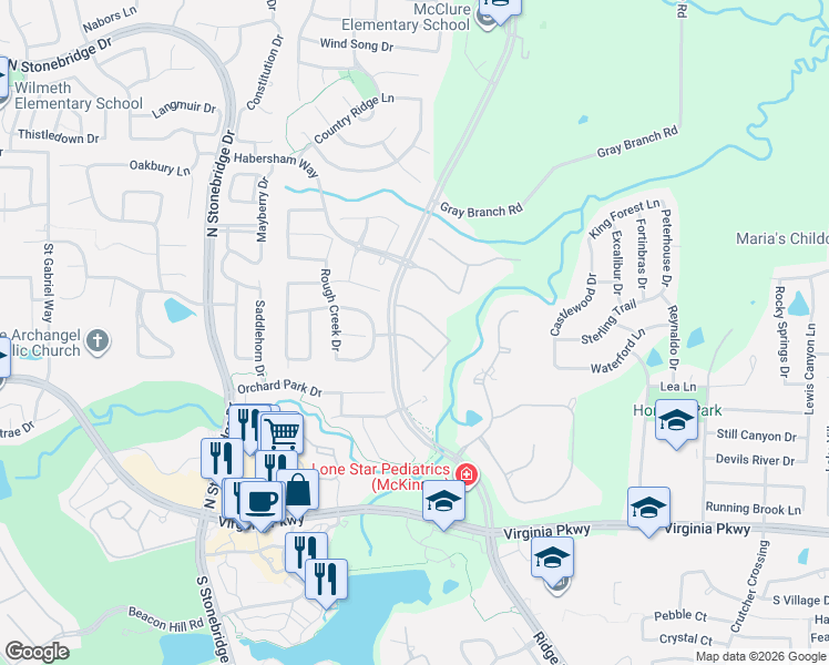 map of restaurants, bars, coffee shops, grocery stores, and more near 6224 Rocca Valle Drive in McKinney