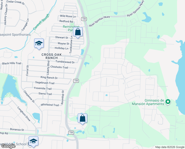 map of restaurants, bars, coffee shops, grocery stores, and more near 204 Carmen Oak Lane in Oak Point