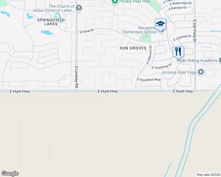 map of restaurants, bars, coffee shops, grocery stores, and more near 4234 East Gleneagle Drive in Chandler