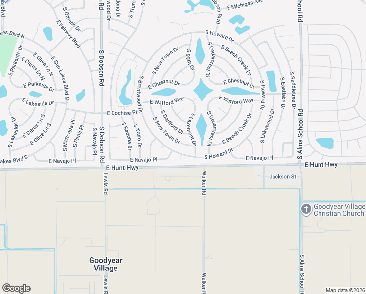 map of restaurants, bars, coffee shops, grocery stores, and more near 26629 South New Town Drive in Sun Lakes