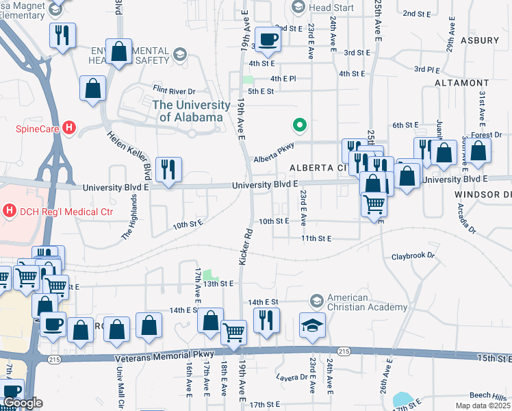 map of restaurants, bars, coffee shops, grocery stores, and more near 1909 9th Street in Northport