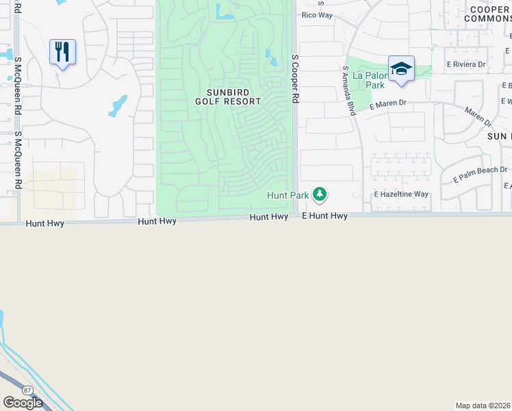 map of restaurants, bars, coffee shops, grocery stores, and more near 1892 East Gleneagle Drive in Chandler