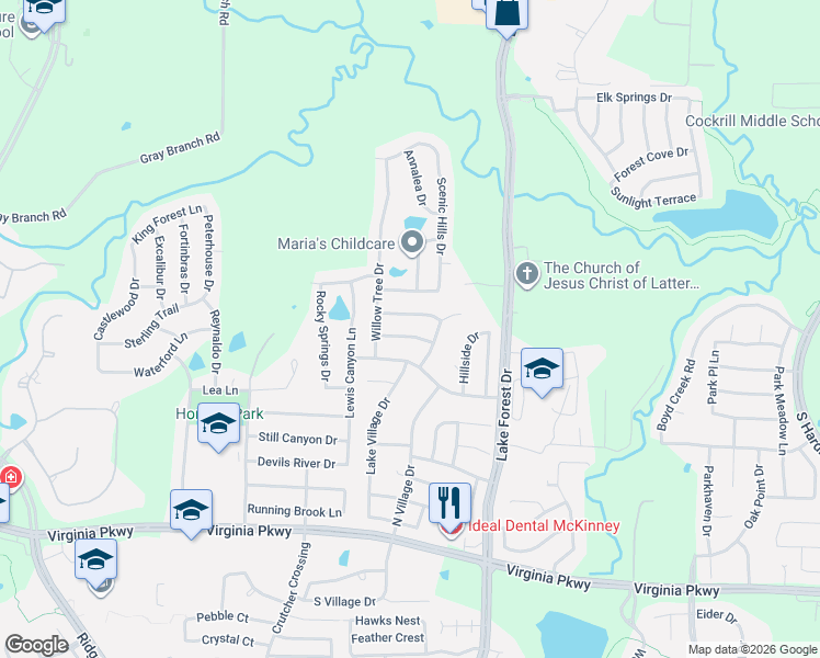 map of restaurants, bars, coffee shops, grocery stores, and more near 5301 Briarwood Drive in McKinney
