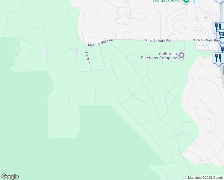 map of restaurants, bars, coffee shops, grocery stores, and more near 27392 Tumbleweed Trail in Valley Center