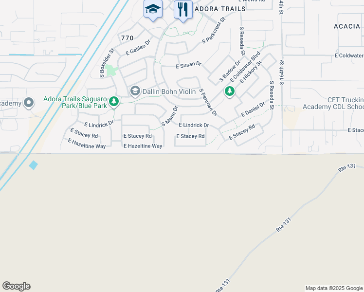 map of restaurants, bars, coffee shops, grocery stores, and more near 2380 East Hazeltine Way in Gilbert