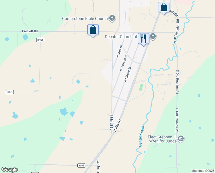 map of restaurants, bars, coffee shops, grocery stores, and more near 3109 South Murvil Street in Decatur