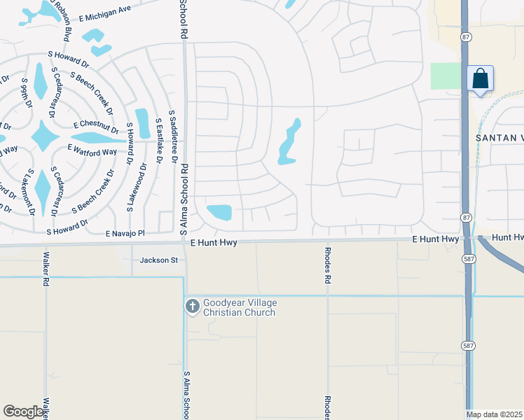 map of restaurants, bars, coffee shops, grocery stores, and more near 26602 South Cloverland Drive in Sun Lakes