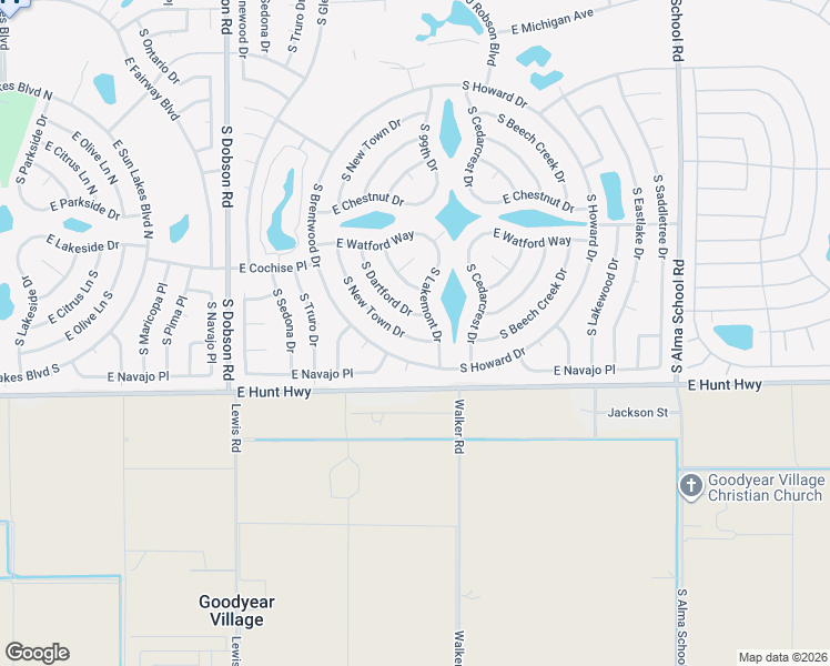 map of restaurants, bars, coffee shops, grocery stores, and more near 26629 S New Town Dr in Sun Lakes