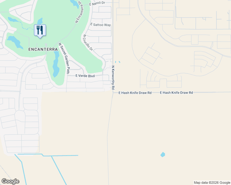 map of restaurants, bars, coffee shops, grocery stores, and more near 1822 East Hash Knife Draw Road in San Tan Valley