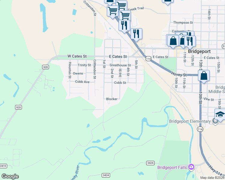 map of restaurants, bars, coffee shops, grocery stores, and more near 712 2nd Street in Bridgeport