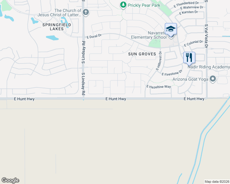 map of restaurants, bars, coffee shops, grocery stores, and more near 4234 East Gleneagle Drive in Chandler