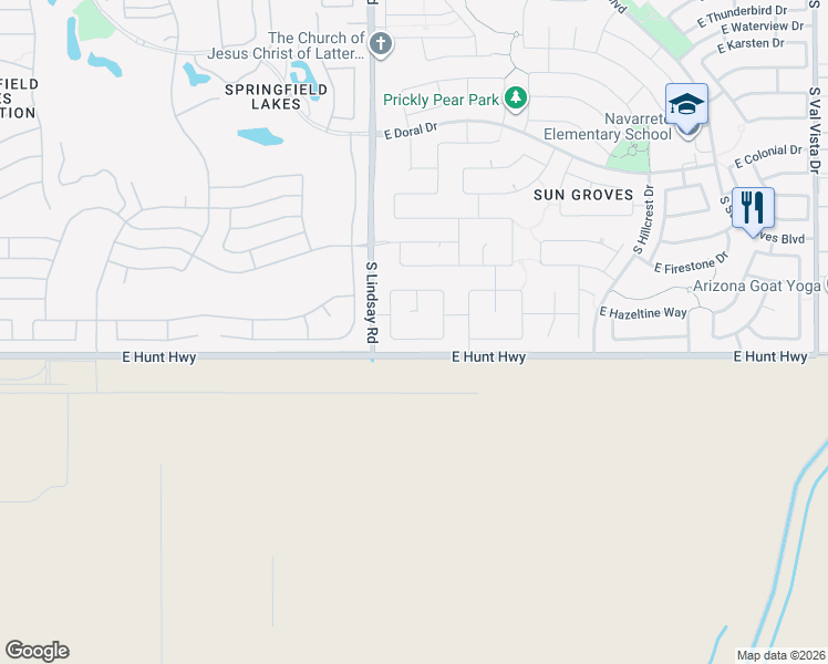 map of restaurants, bars, coffee shops, grocery stores, and more near 4114 East Gleneagle Drive in Chandler