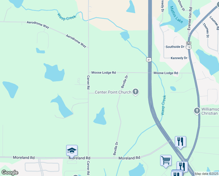map of restaurants, bars, coffee shops, grocery stores, and more near Maxwell Drive in Griffin