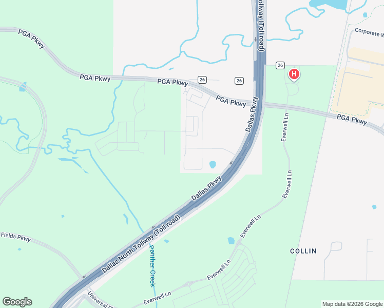 map of restaurants, bars, coffee shops, grocery stores, and more near Dallas Parkway in Prosper
