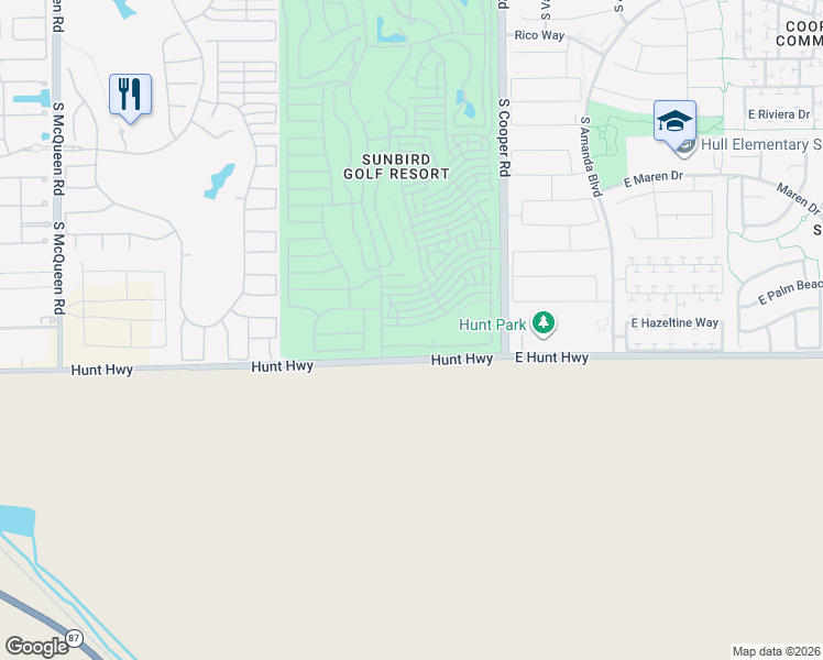 map of restaurants, bars, coffee shops, grocery stores, and more near 1727 East Lindrick Drive in Chandler