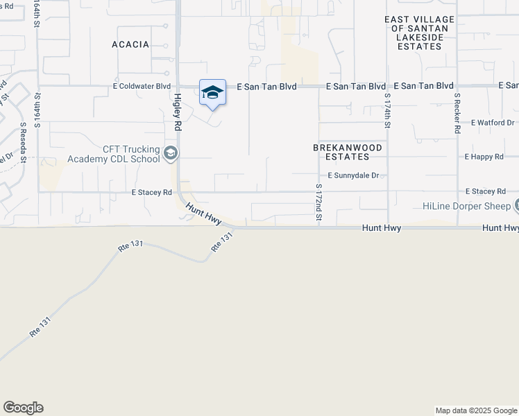 map of restaurants, bars, coffee shops, grocery stores, and more near 3429 East Hazeltine Way in Queen Creek