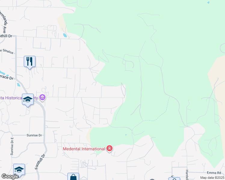 map of restaurants, bars, coffee shops, grocery stores, and more near 2523 Walinca Way in Vista