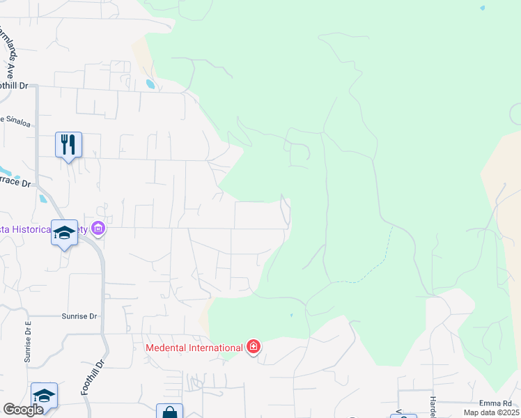 map of restaurants, bars, coffee shops, grocery stores, and more near 2523 Walinca Way in Vista