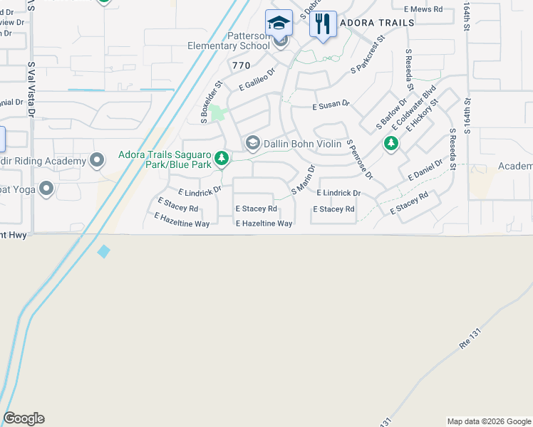 map of restaurants, bars, coffee shops, grocery stores, and more near 2244 East Hazeltine Way in Gilbert