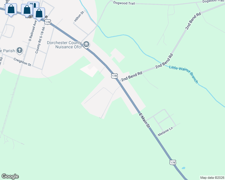 map of restaurants, bars, coffee shops, grocery stores, and more near 104 Easy Street in Harleyville