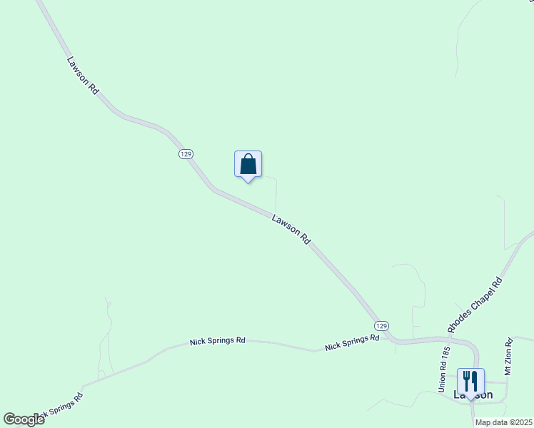 map of restaurants, bars, coffee shops, grocery stores, and more near Lawson Road in El Dorado