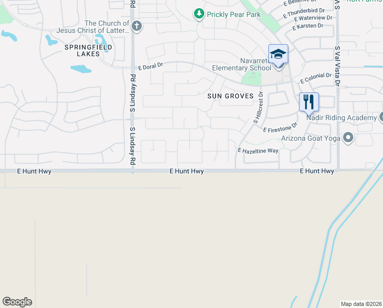 map of restaurants, bars, coffee shops, grocery stores, and more near 4234 East Gleneagle Drive in Chandler
