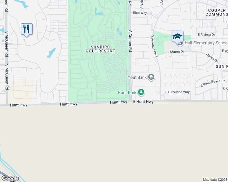 map of restaurants, bars, coffee shops, grocery stores, and more near 1892 East Gleneagle Drive in Chandler