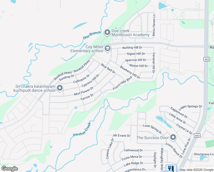 map of restaurants, bars, coffee shops, grocery stores, and more near 629 Yarrow Street in Little Elm
