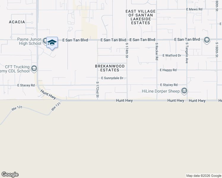 map of restaurants, bars, coffee shops, grocery stores, and more near 17211 East Starflower Court in Queen Creek